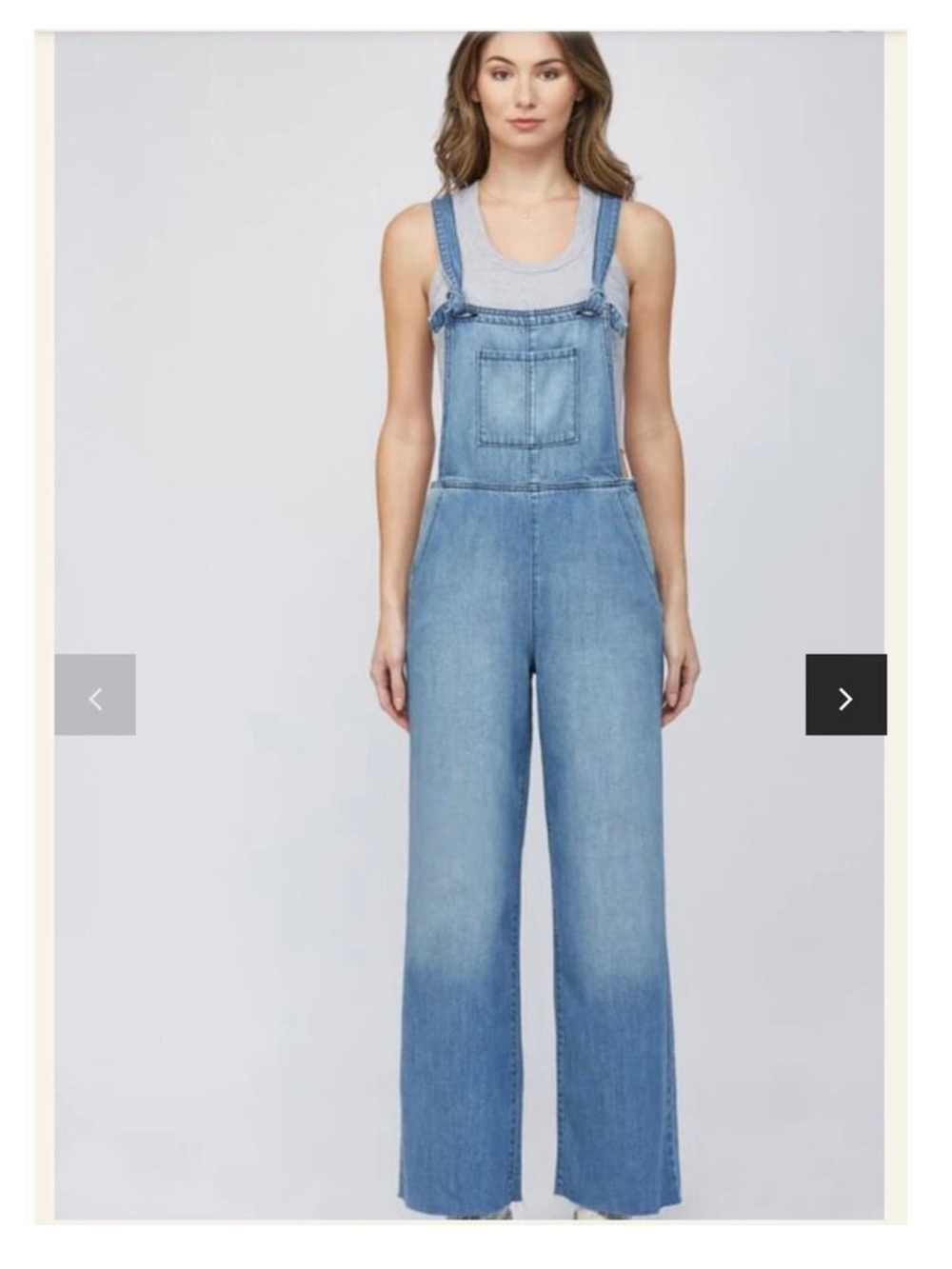Hidden wide leg adjustable length overalls